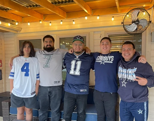 Friends in Dallas Cowboys jerseys