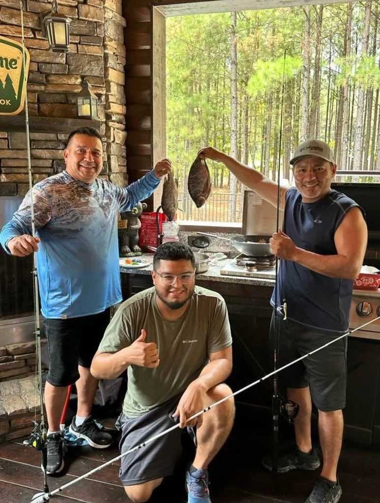 Friends showing off their catch